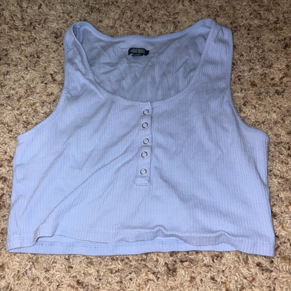Wild Fable Blue Ribbed Sleeveless Crop Tank